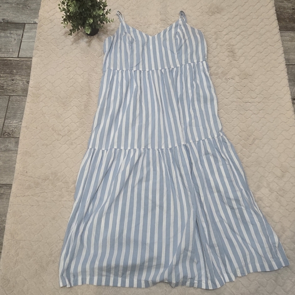 Old Navy Blue & White Tiered Cami Maxi Dress, Size X-Large - Picture 2 of 9